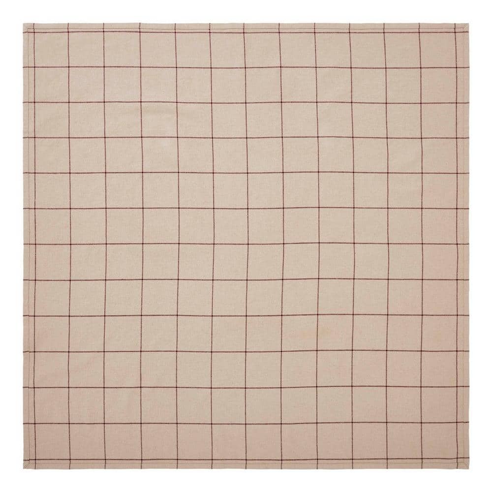 Connell 40 in. W x 40 in. L Tan, Burgundy Windowpane Cotton Blend Tablecloth Topper - Hercitys