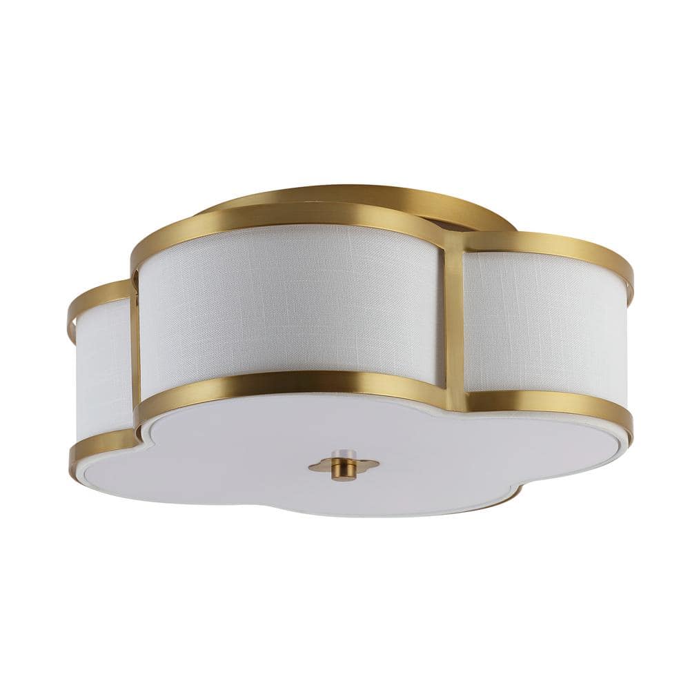 Quatrefoil 18 in. Brass Gold Metal Shade Scalloped Classic Glam LED Flush Mount - Hercitys