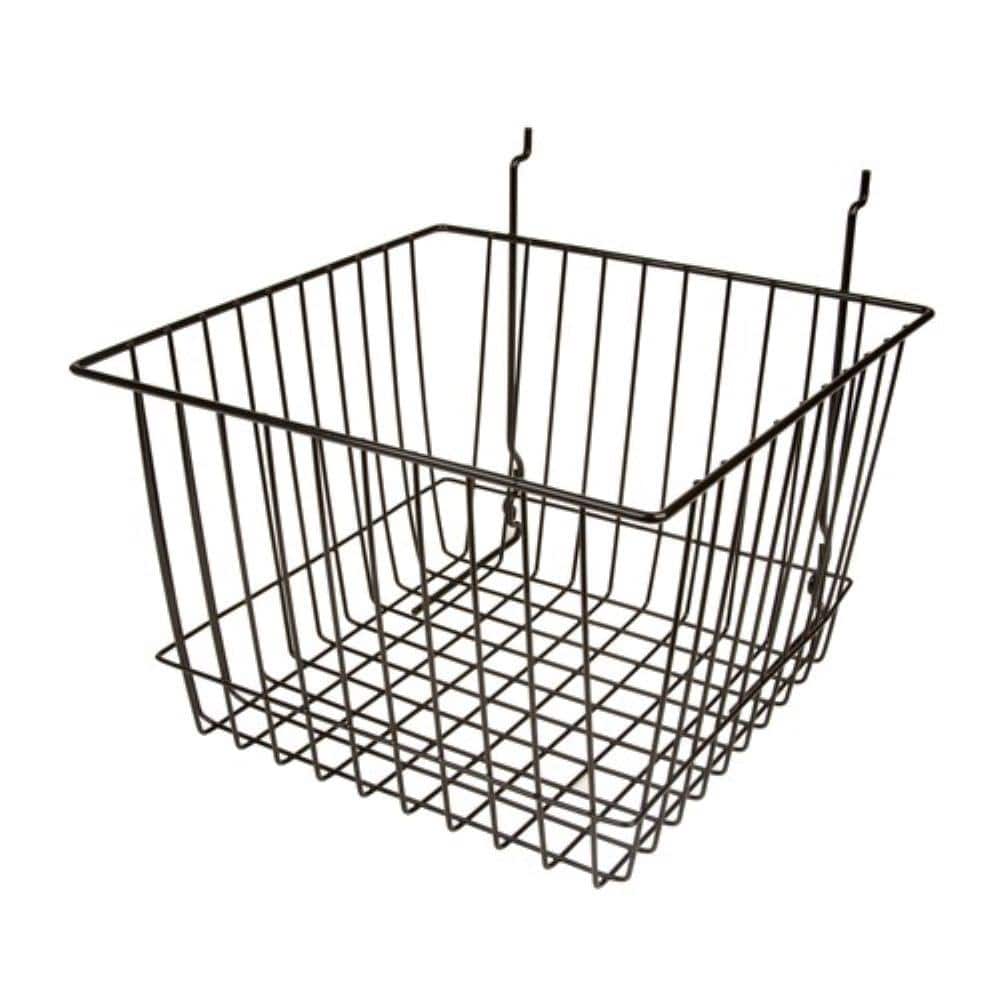 Black Wire Baskets for Gridwall, Slatwall and Pegboard 8 in. H x 12 in. W x 12 in. D (3-Pack) - Hercitys