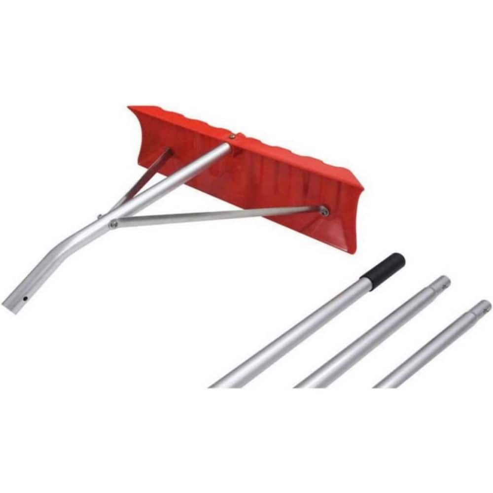 62 in. Aluminum Extended Handle, with 6 x 23 in. Poly-Blade Tablets Snow Rake-Red - Hercitys