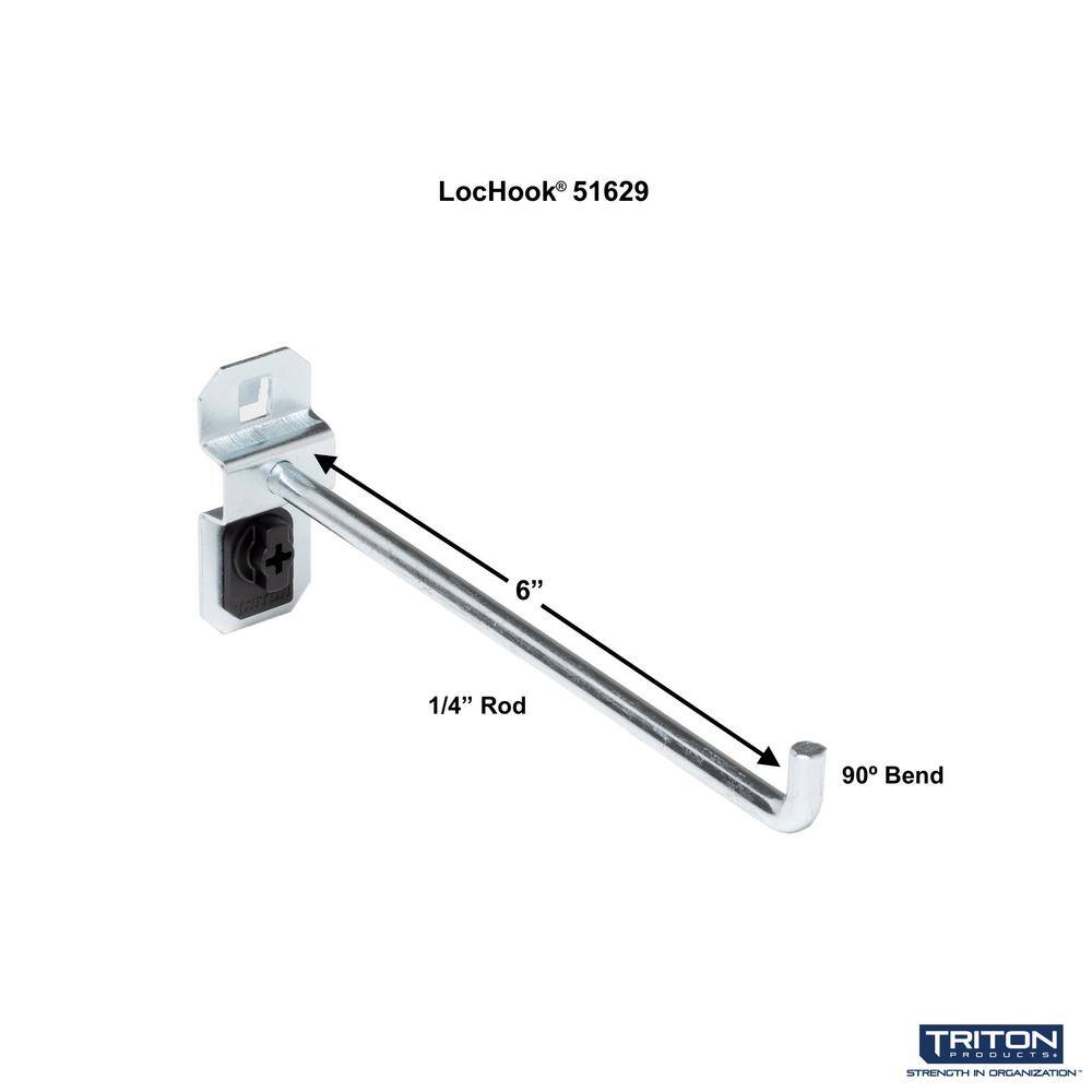 6 in. Single Rod 90 Degree Bend 1/4 in. Dia Zinc Plated Steel Pegboard Hook (5-Pack) - Hercitys