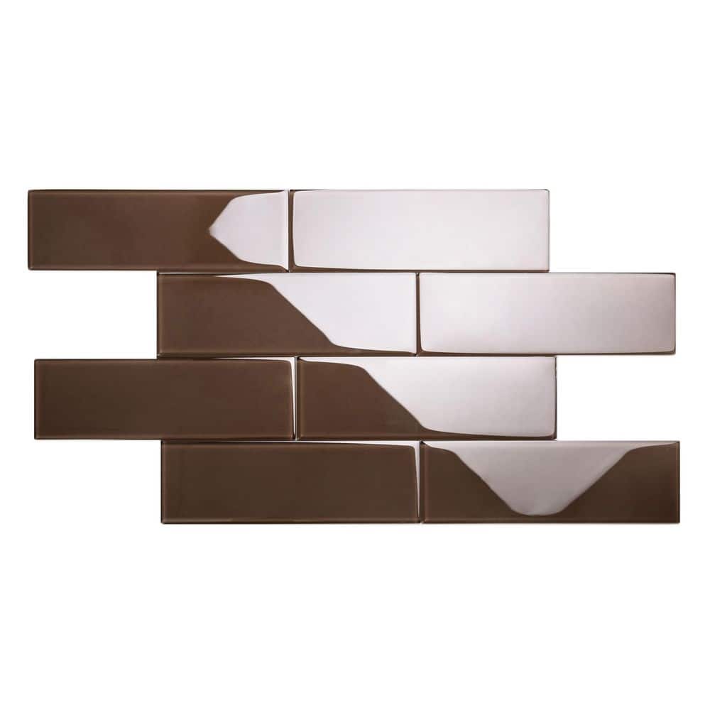 Classic Brown 4 in. x 12 in. x 8mm Glass Subway Tile (5 sq. ft./Case) - Hercitys