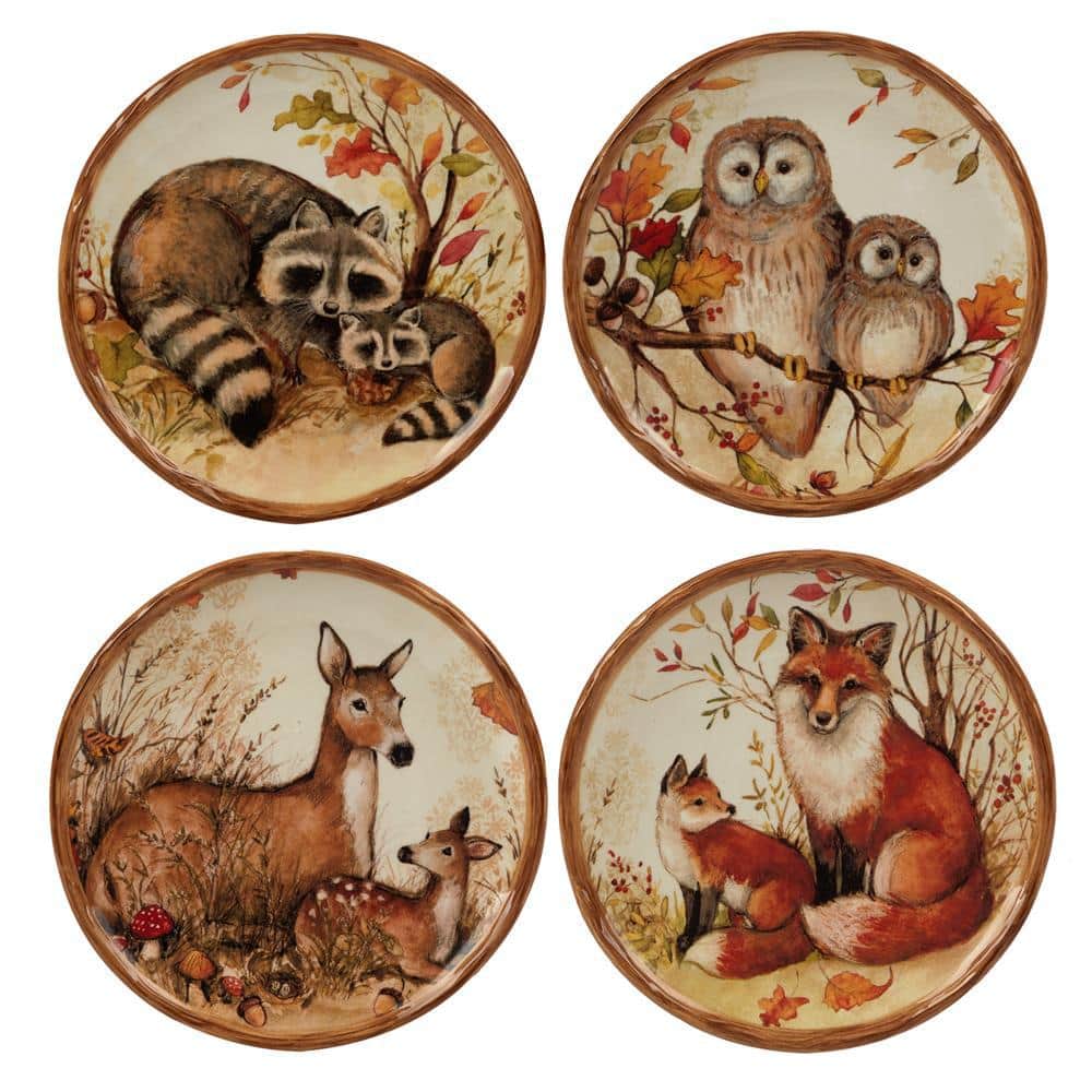 Pine Forest 6 in. Multicolored Canape Plates (Set of 4) - Hercitys