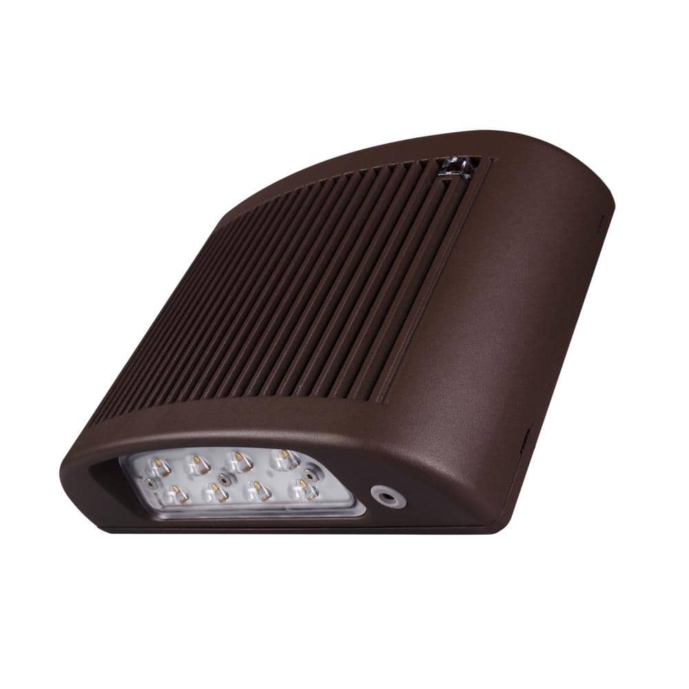 EOF 90-Watt Equivalent Outdoor Integrated LED Bronze Full Cutoff Emergency Wall Pack Light with Photocell, 3000K - Hercitys