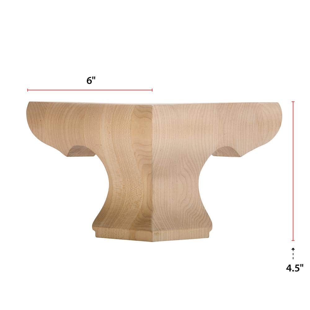 Pedestal Bun Foot Corner – 6 in. x 4.5 in. – Furniture Grade Unfinished Alder Wood – Elegant Feet for Sofas and Stools - Hercitys
