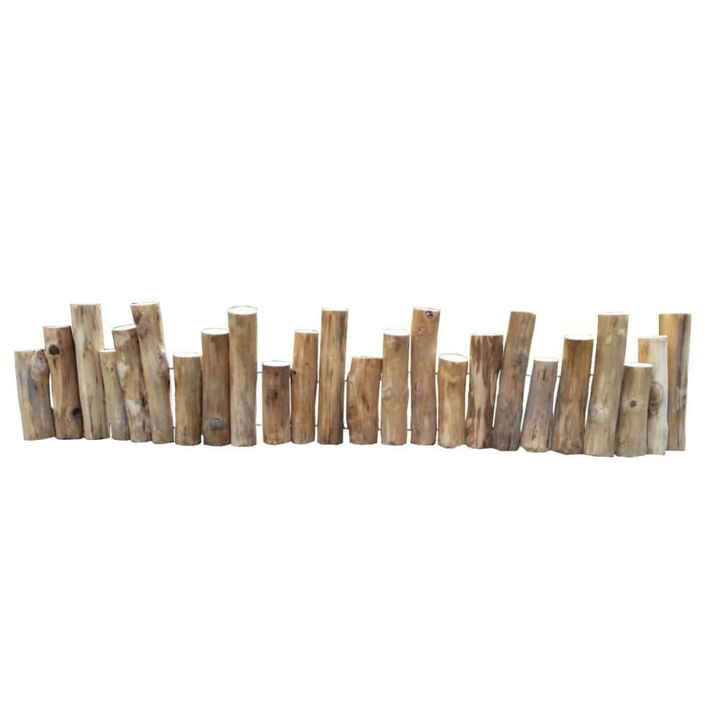 60 in. x 2 in. x 6 in., 8 in., 10 in. Natural Color Uneven Solid Teak Wood Log Edging - Hercitys