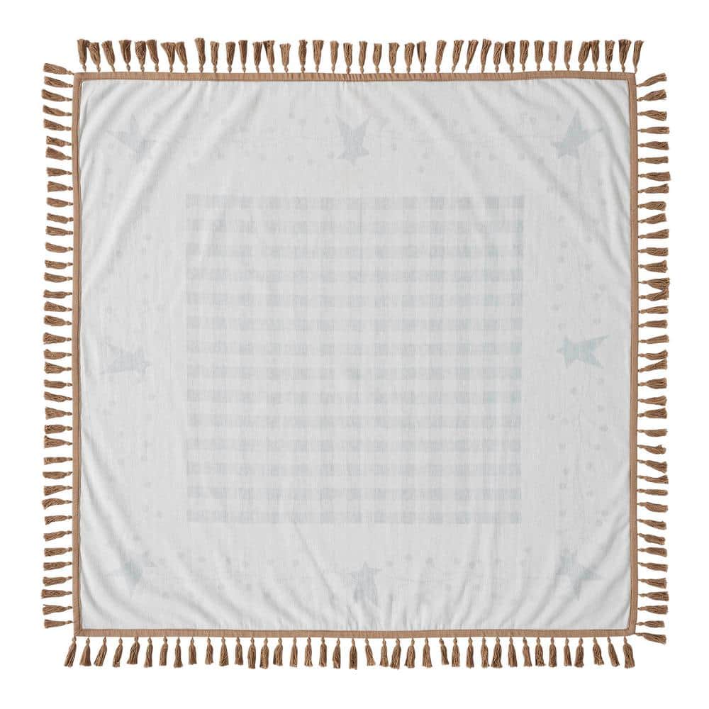 Pip Vinestar 40 in. W x 40 in. L Browns/Tan Checkered Floral Cotton Tablecloth Topper - Hercitys