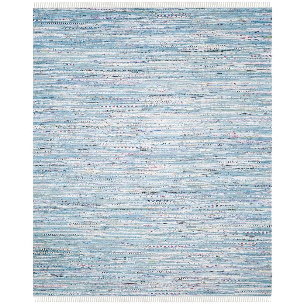 Rag Rug Light Blue/Multi 5 ft. x 7 ft. Striped Area Rug - Hercitys