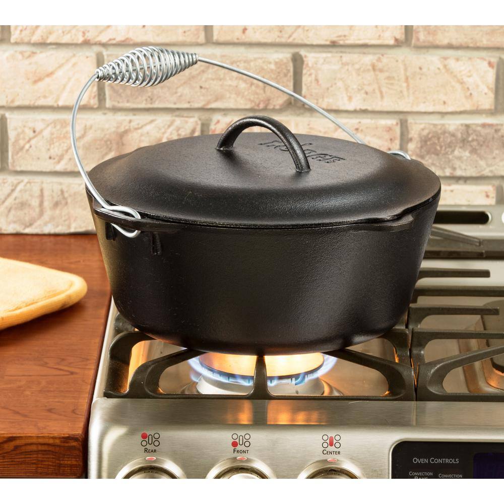 7 Qt. Cast Iron Dutch Oven with Lid and Spiral Bail Handle - Hercitys