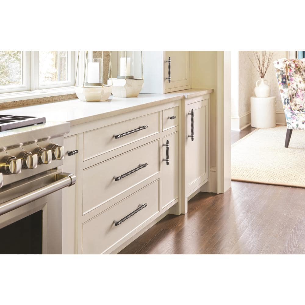 London 3-3/4 in. (96mm) Modern Black Chrome/Polished Chrome Bar Cabinet Pull - Hercitys