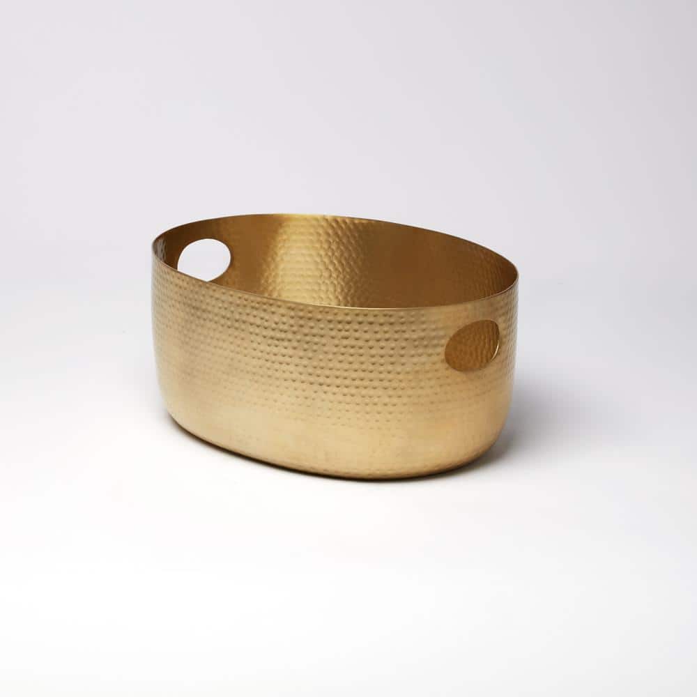 TUB 4.06 gal. GOLD METALLIC ALUMINUM BEVERAGE TUB with HAMMERED FINISH - Hercitys