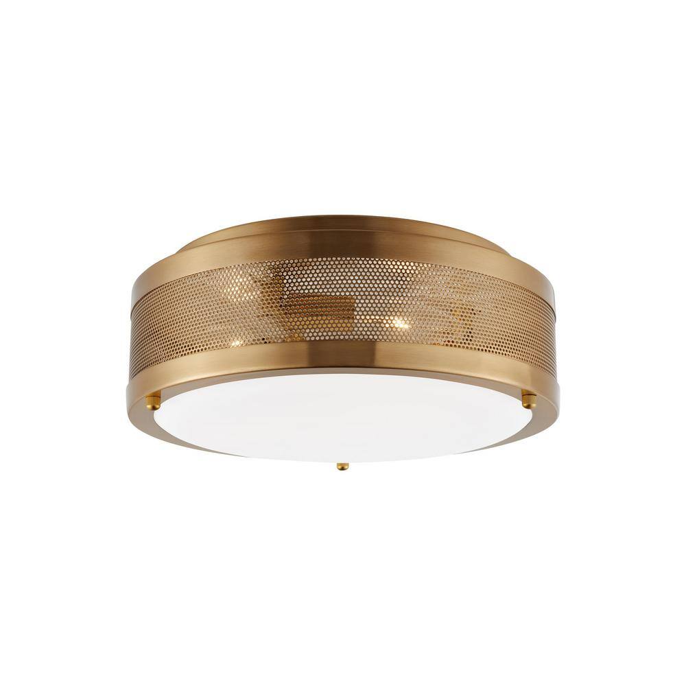 Vander 12 in. 3-Light Satin Brass Flush Mount - Hercitys