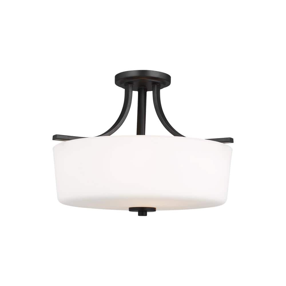 Kemal 16 in. 3-Light Midnight Black Semi-Flush Mount - Hercitys