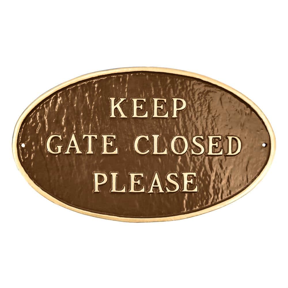 Keep Gate Closed Please Standard Oval Statement Plaque Oil Rubbed/Gold - Hercitys