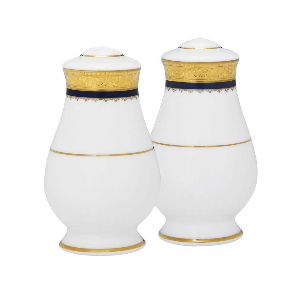 Odessa Cobalt Gold 3.5 in. (Gold) Bone China Salt and Pepper Set - Hercitys