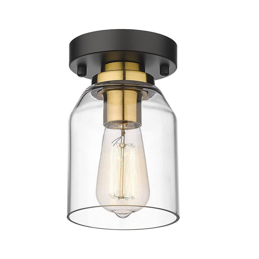 Modern Indoor Black and Gold Finish Small Ceiling Light Fixture Semi Flush Mount Ceiling Light for Hallway Bedroom - Hercitys