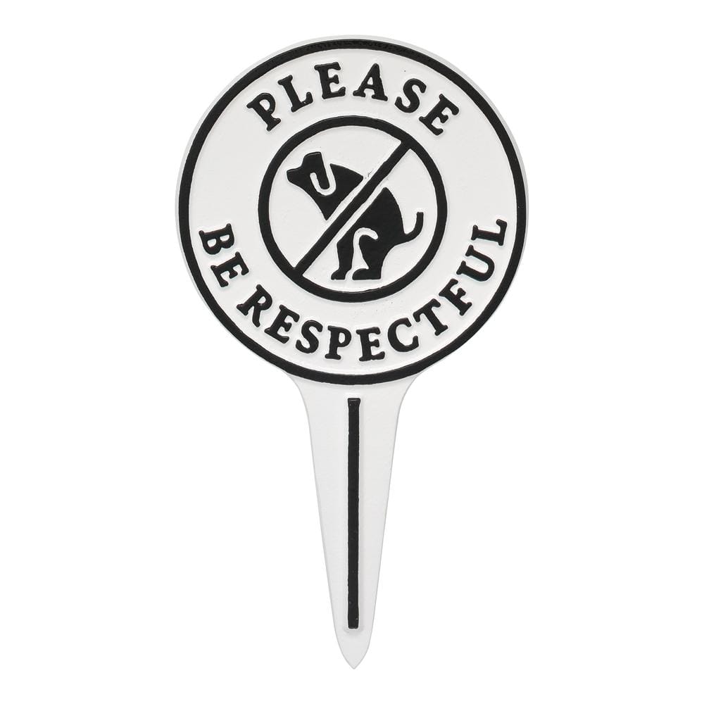 Pet Owner Courtesy Small Round Please Be Respectful No Poop Dog Cast Aluminum Yard Sign - Hercitys