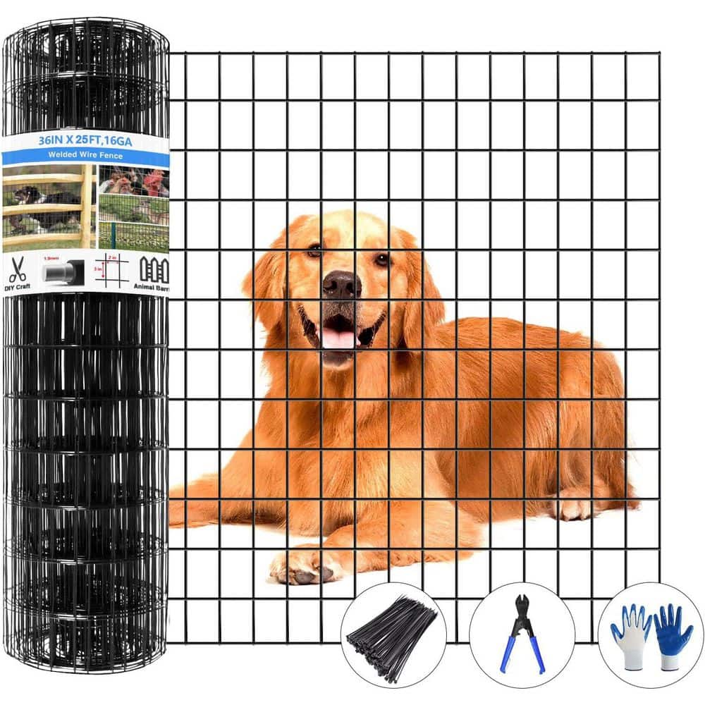 Wire Fence, 25 ft. L x 36 in. H Metal Garden Fence for Dog - Hercitys