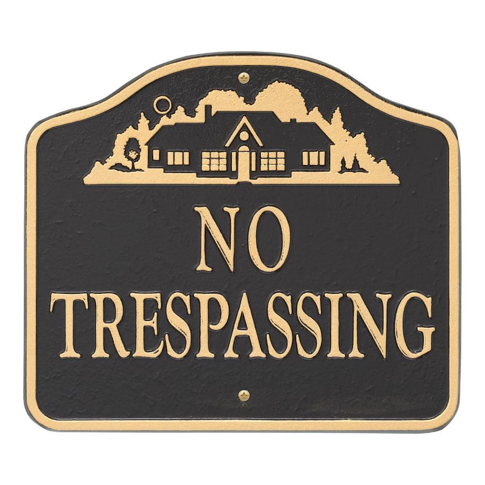 No Trespassing Sign, Cast Aluminum – Wall or Lawn Mounting - Hercitys