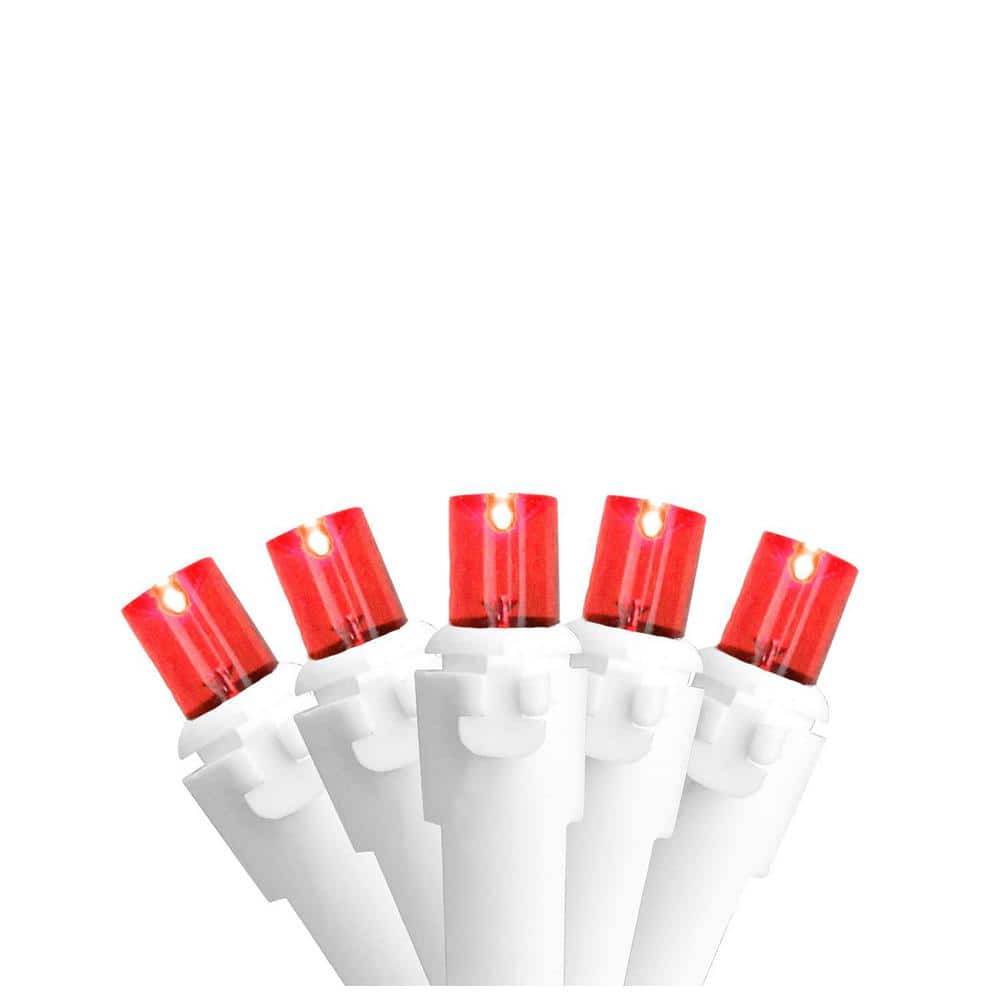 Set of 50 Red LED Wide Angle Christmas Lights – White Wire - Hercitys