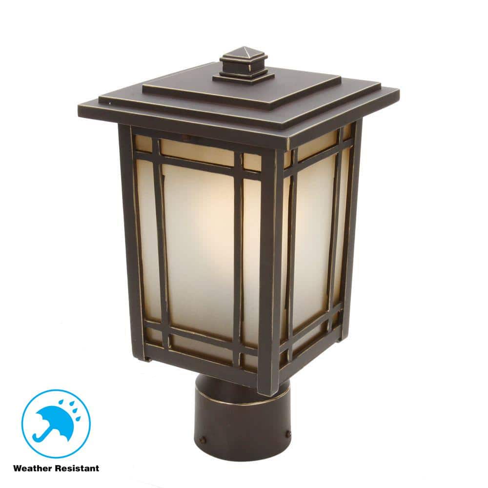 Port Oxford 1-Light Oil-Rubbed Chestnut Outdoor Post Mount Lantern - Hercitys