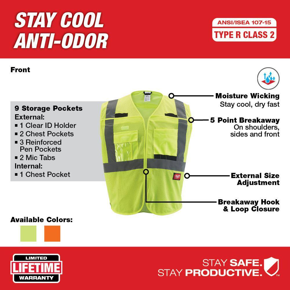 Small/Medium Yellow Class 2 Breakaway Mesh High Vis Safety Vest and X-Large Red Nitrile Cut Level 1 Dipped Work Gloves - Hercitys