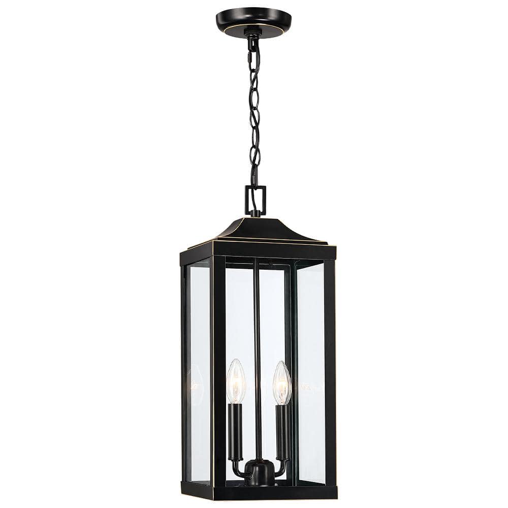 Jefferson 20 in. H 2-Light Bronze Large Outdoor Pendant Light with Clear Glass - Hercitys