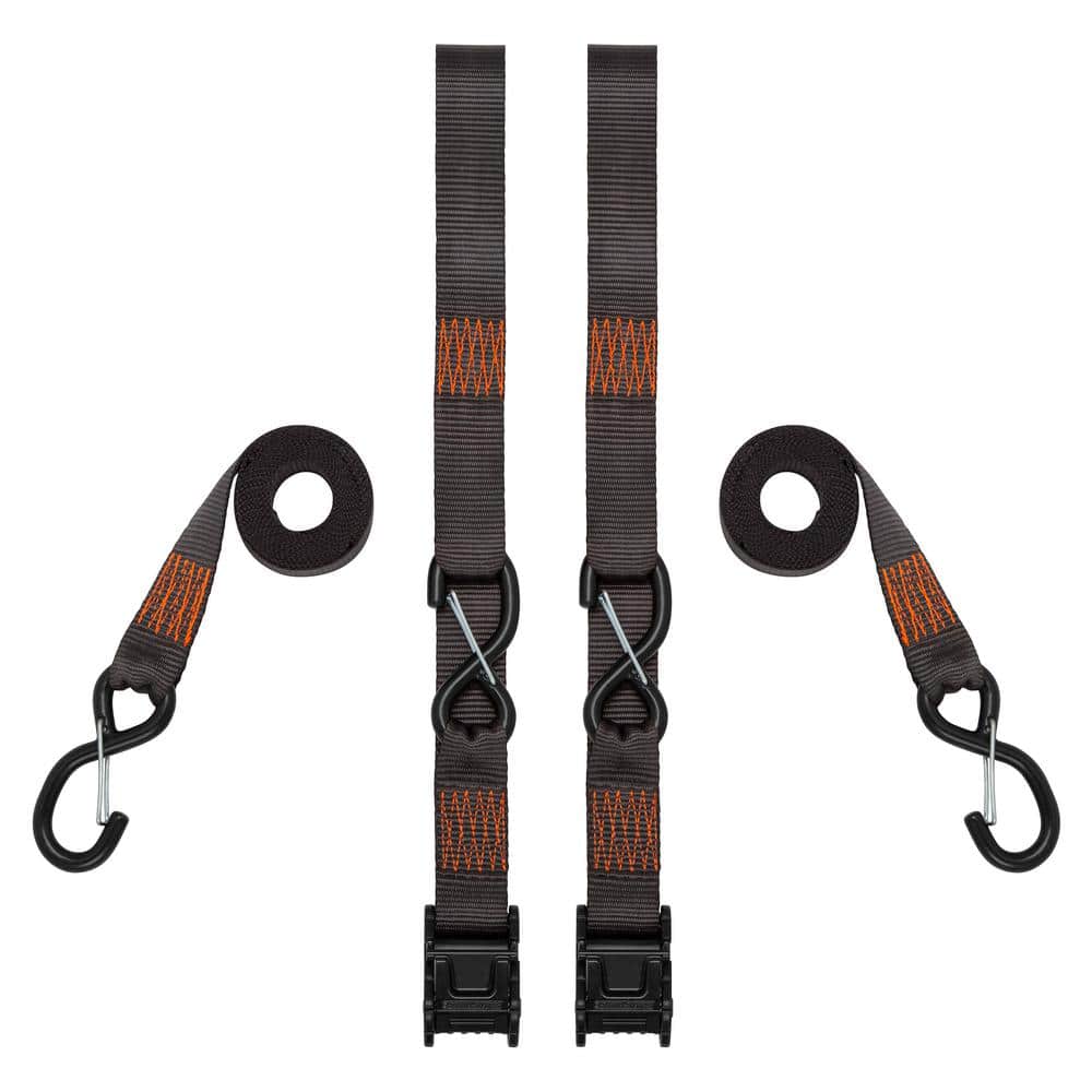 8 ft. Gray Tactical Cambuckle Tie Down Straps with 700 lb. Safe Work Load – 2 pack - Hercitys