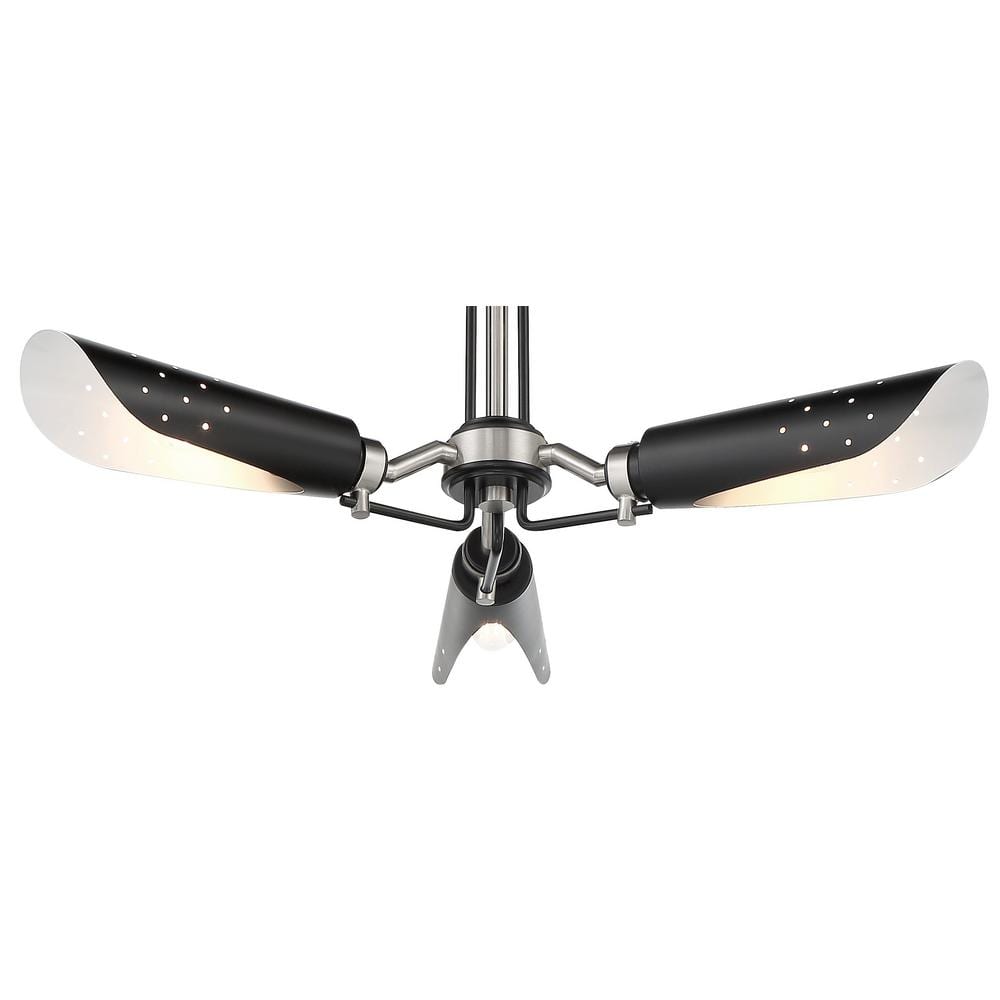 Turbine 22 in. 3-Light Brushed Nickel and Black Semi-Flush Mount - Hercitys