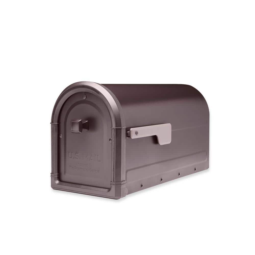 Roxbury Rubbed Bronze, Large, Steel, Post Mount Mailbox with Premium Cast Aluminum Knob and Champagne Flag - Hercitys