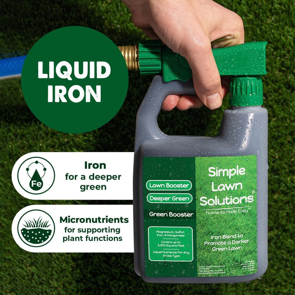 Lawn Booster 32 oz. Liquid Lawn Fertilizer Green Booster Iron Ready To Spray 3,200 sq. ft. - Hercitys