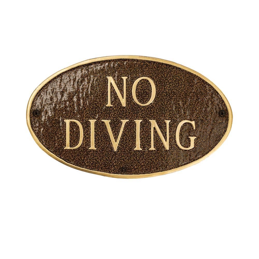 No Diving Small Oval Statement Plaque – Hammered Bronze - Hercitys