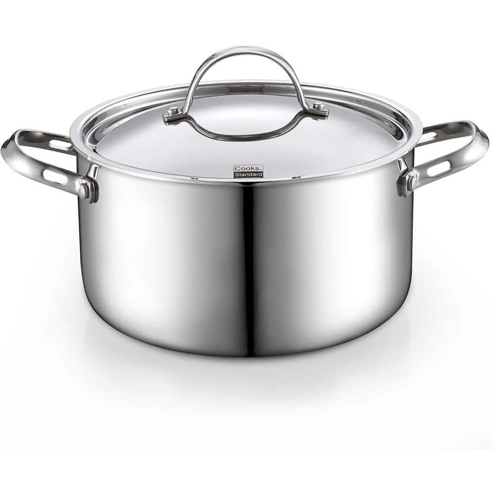 7-qt. Multi-Ply Clad Stainless Steel Stock Pot, Pasta Cooking Canning Pot with Lid, Deep Stockpot Induction Cookware - Hercitys