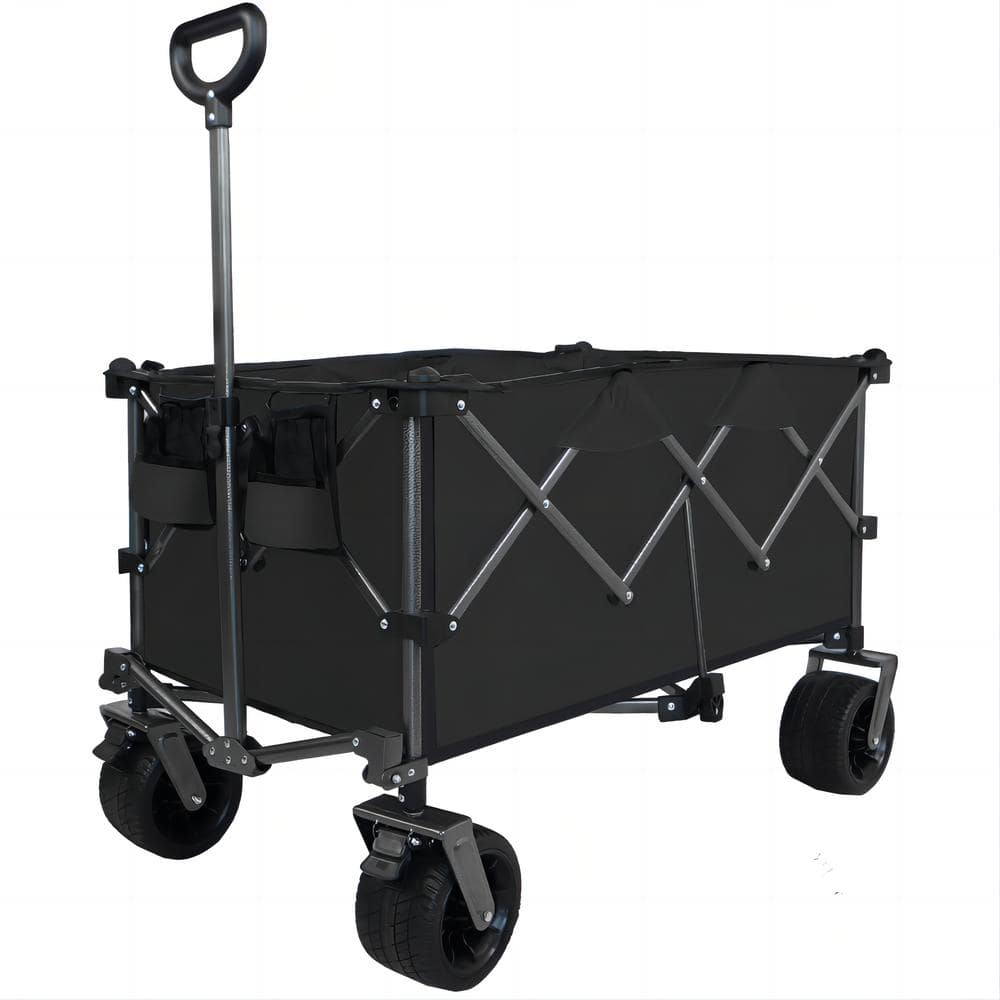 6.3 cu. ft. Steel Garden Cart Utility Portable Folding Camping Push Pull Trolley Wagon Cart Heavy-Duty Beach - Hercitys