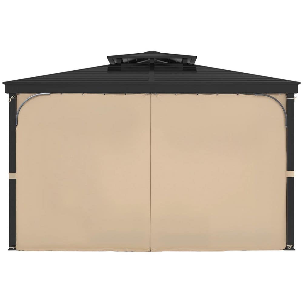 Outdoor Waterproof Gazebo Curtains, 10 ft. x 10 ft. 4-Panel Privacy Sidewalls, 6.7 ft. Universal Replacement Sunshade - Hercitys