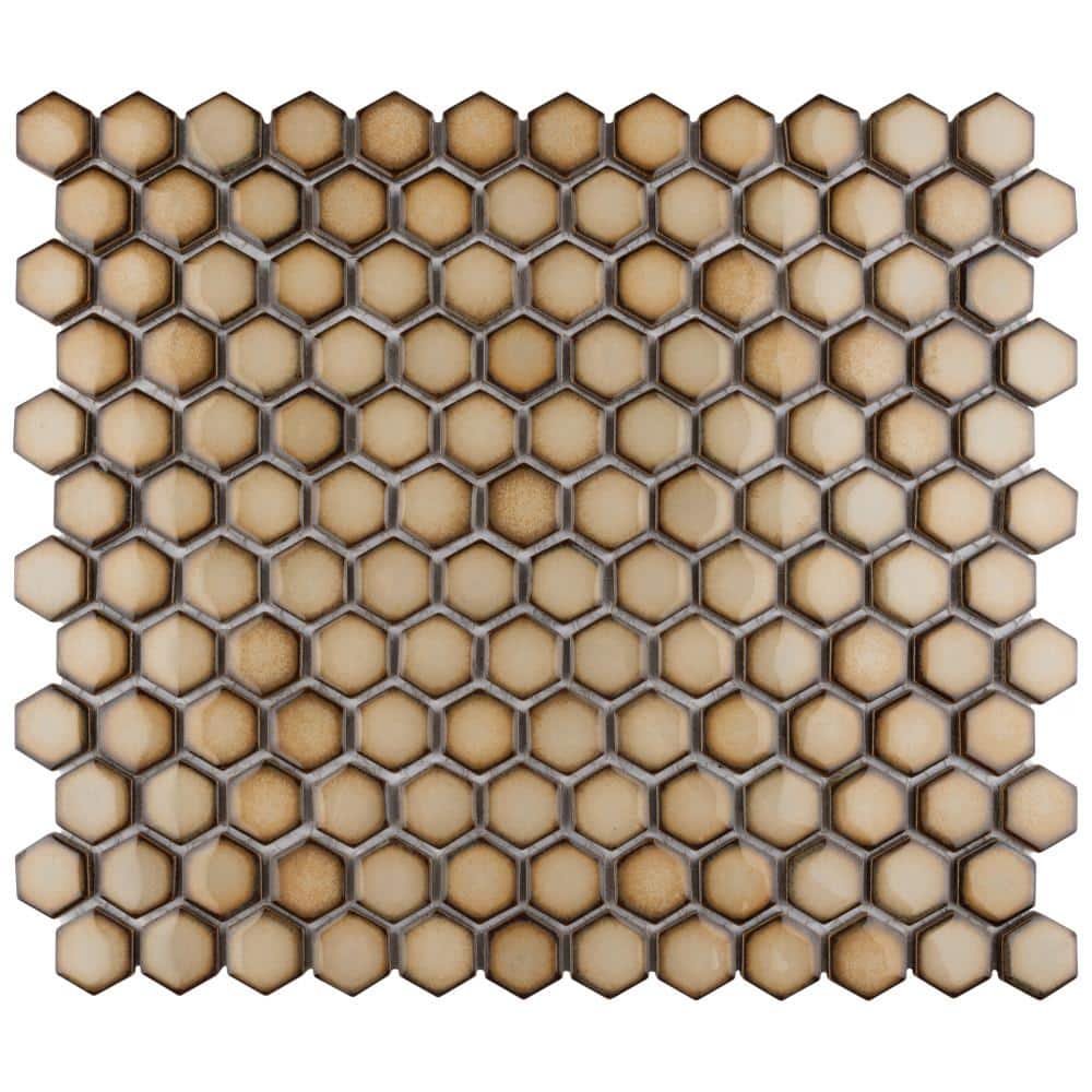 Hudson 1 in. Hex Caffe 11-7/8 in. x 13-1/4 in. Porcelain Mosaic Tile (11.2 sq. ft./Case) - Hercitys