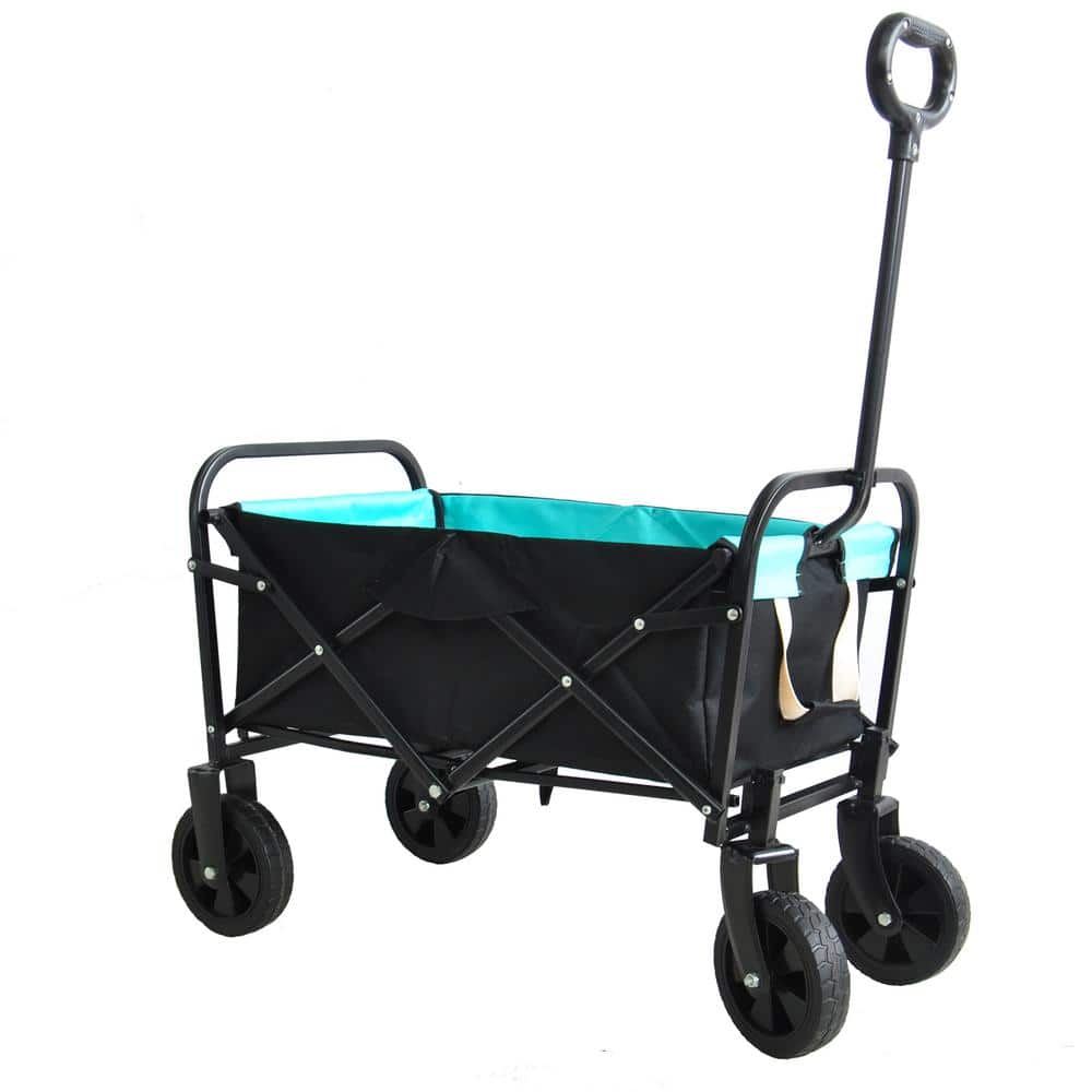 Hola 1.8 cu. ft. Steel Folding Garden Cart Shopping Beach Cart in Black and Blue - Hercitys