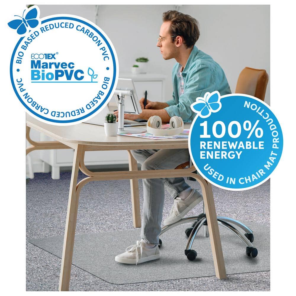 Ecotex BioPVC Clear 35 in. x 47 in. PVC Eco Friendly Carbon Neutral Rectangular Indoor Chair Mat for Carpet - Hercitys