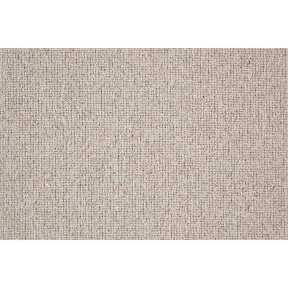 Tidal Tweed Natural Beige 13.2 ft. 39.23 oz. Wool Loop Installed Carpet - Hercitys