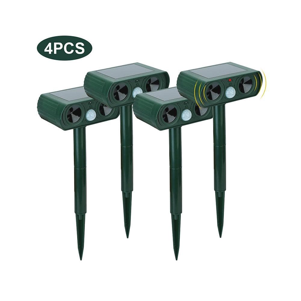 Motion Sensor Repeller Outdoor Ultrasonic for Deer Raccoon Cat Dog Rabbit Squirrel Bird Pest Repellant Trap (4-Pack) - Hercitys