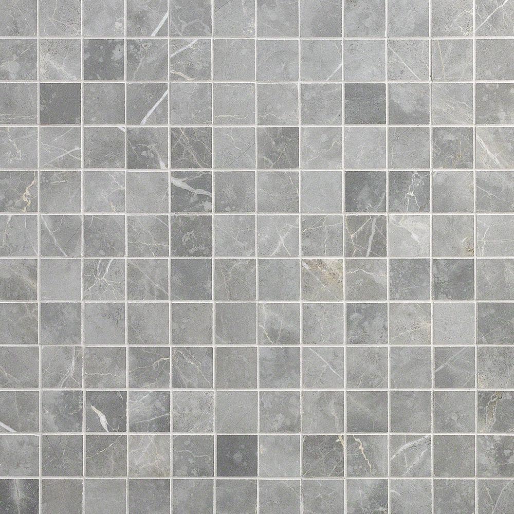 Marmo Grigio 12 in. x 12 in. Matte Marble Look Porcelain Mosaic Tile (1 Sq. Ft./Each) - Hercitys