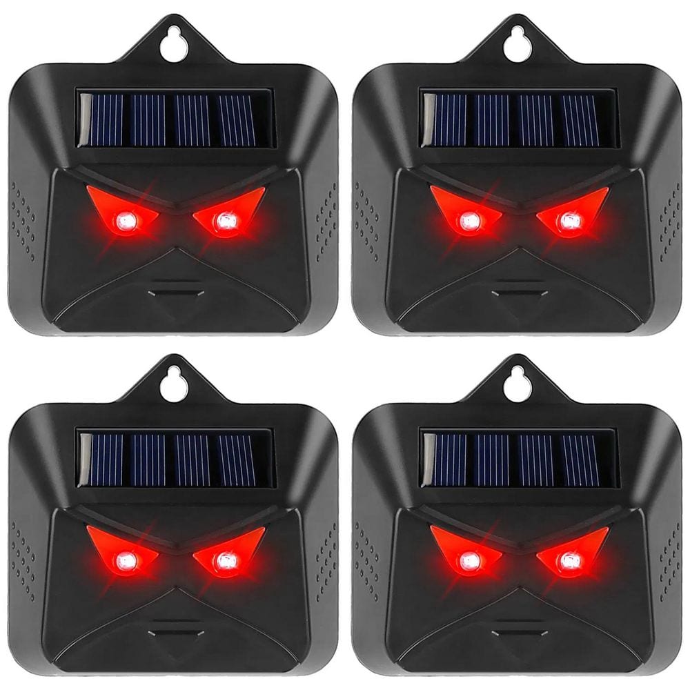 Solar Predator Control Light, Animal Repeller for Outdoor with 2-Flashing Lights, Made of Sturdy ABS Material (4-Pack) - Hercitys