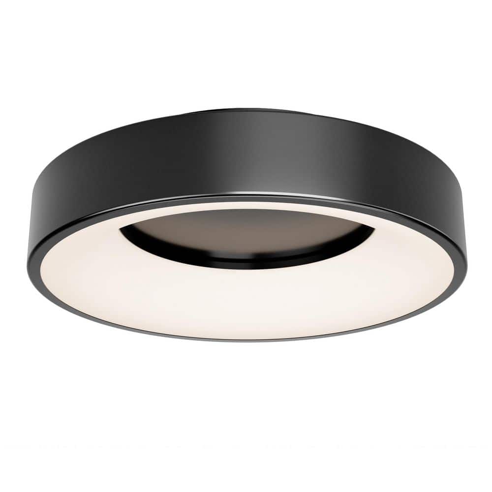 Aiden 13 in. 1-Light Modern Black Integrated LED 5 CCT Flush Mount Ceiling Light Fixture for Kitchen or Bedroom - Hercitys