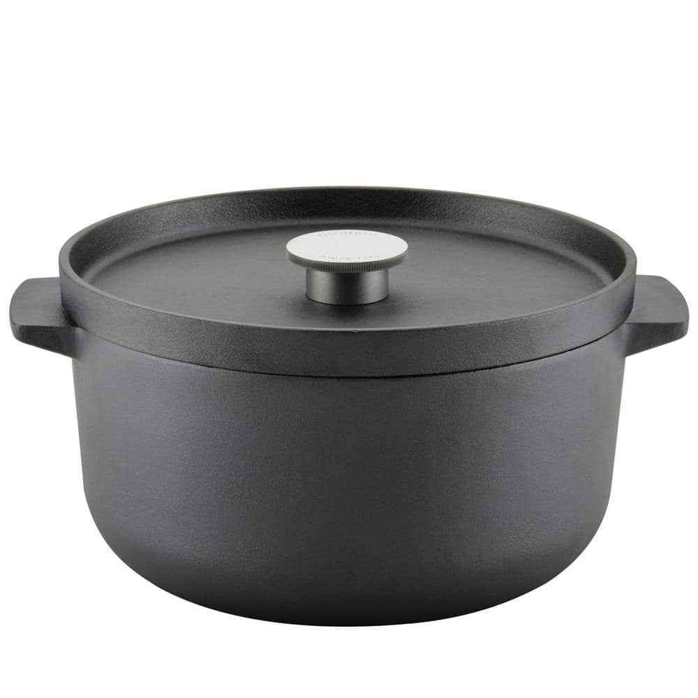 Seasoned Cast Iron 6 qt. Round Cast Iron Dutch Oven in Black with Lid - Hercitys