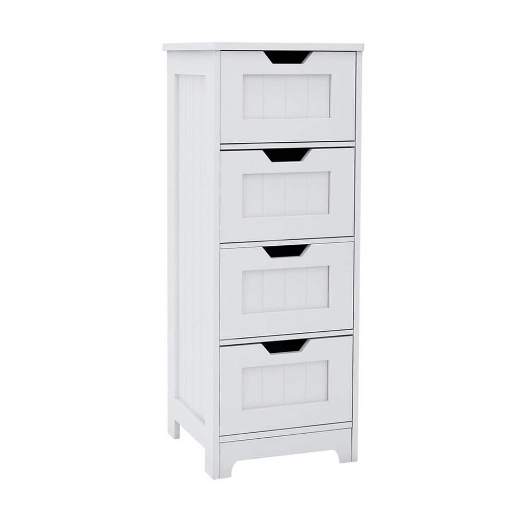White Freestanding Ctorage cabinet with 4-Drawers, Suitable for Bathroom, Living Room, Kitchen - Hercitys