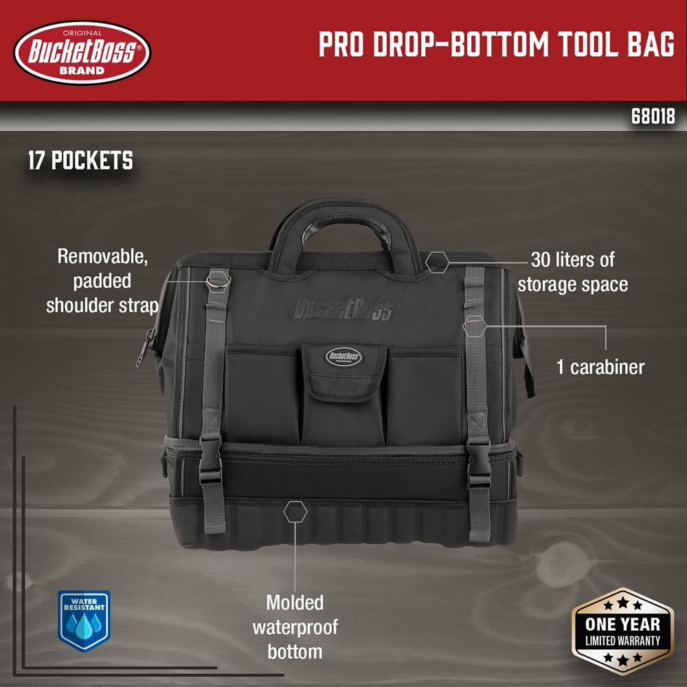 Pro Drop Bottom 18 in. All Terrain Tool Bag with 14 Pockets - Hercitys