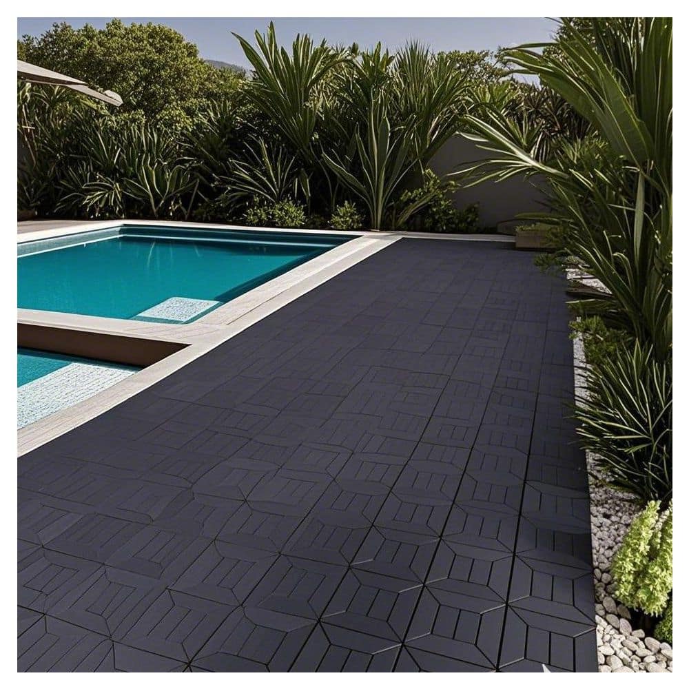 Pathway Tile Floor Paver 12 in x 12 in Plastic Interlocking Floor Tiles 0.8 in. H for Garden Path Track 44-Pcs in Gray - Hercitys