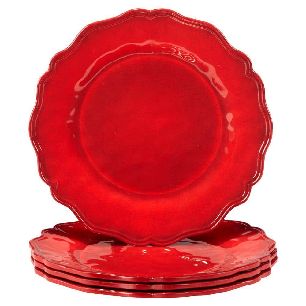 Red Crackle Dinner Plate (Set of 4) - Hercitys