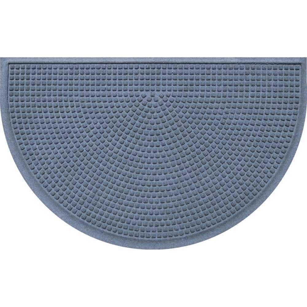 Squares Bluestone 24 in. x 39 in. PET Polyester Half Round Non-Slip Indoor Outdoor Door Mat - Hercitys