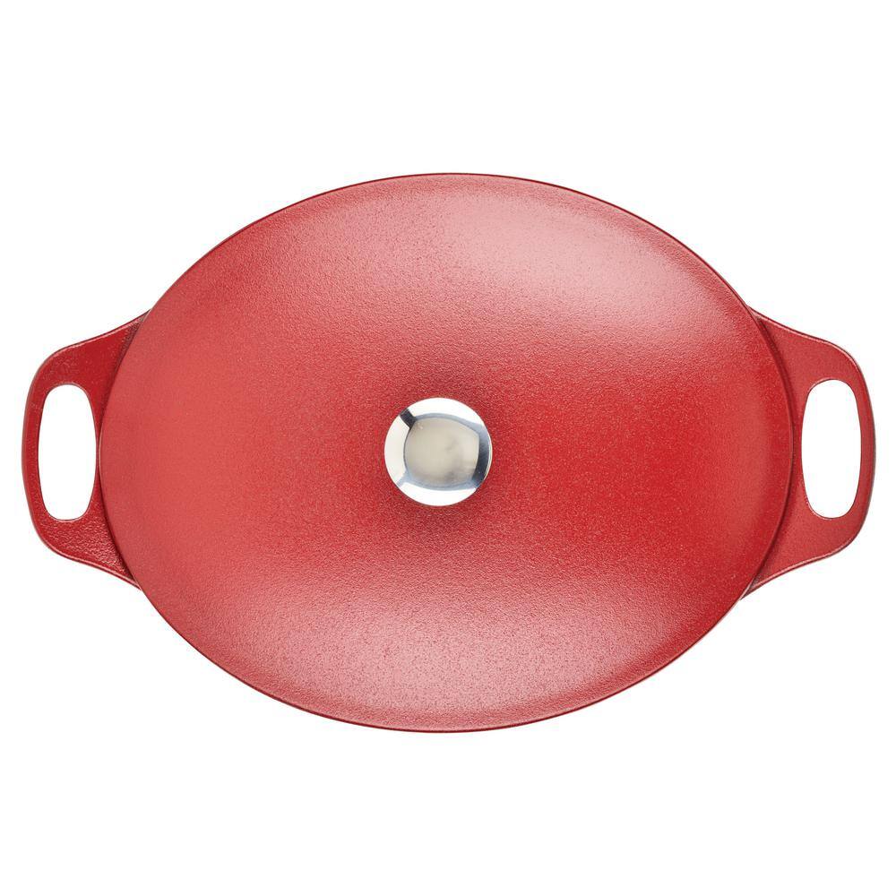 Nitro Cast Iron 6.5 qt. Round Cast Iron Dutch Oven in Red with Lid - Hercitys